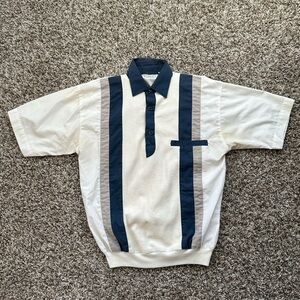 Vintage Men's White and Blue Polo Shirt
